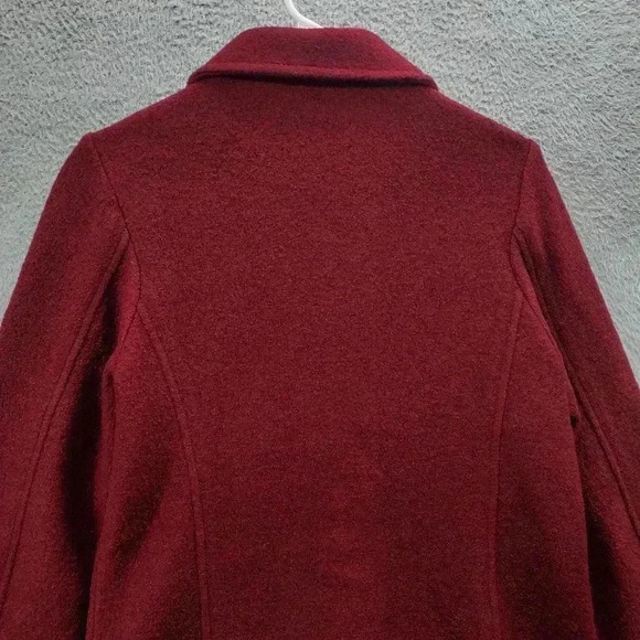 LL Bean Jacket Womens Medium Bellandi Boiled Wool Made In Italy Red Burgundy - Picture 8 of 10